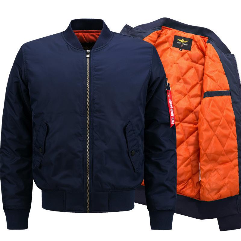 Autumn and Winter Large Size Men's Sports Casual Stand-up Collar Cotton-padded Jacket Pilot Baseball Shirt Number One