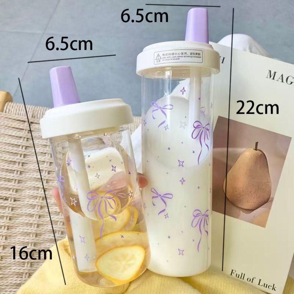 Plastik-Trinkbecher mit Strohhalm Schleifenbecher mit Deckel Trinkgeschirr aus Kunststoff Bubble Tea Kaffee