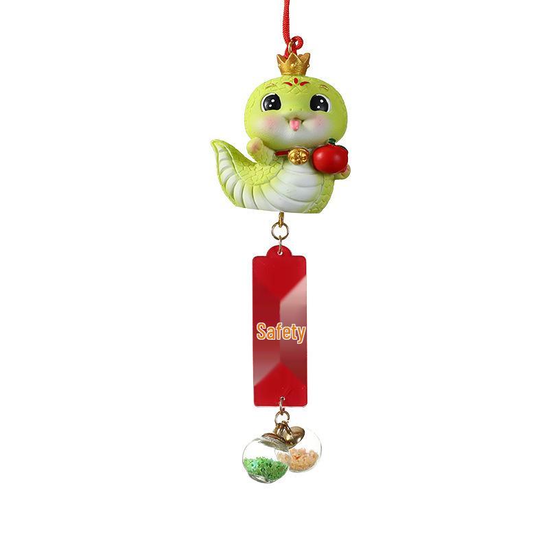 Zodiac Snake Car Pendant: Golden Snake Year Craft Decoration Mascot