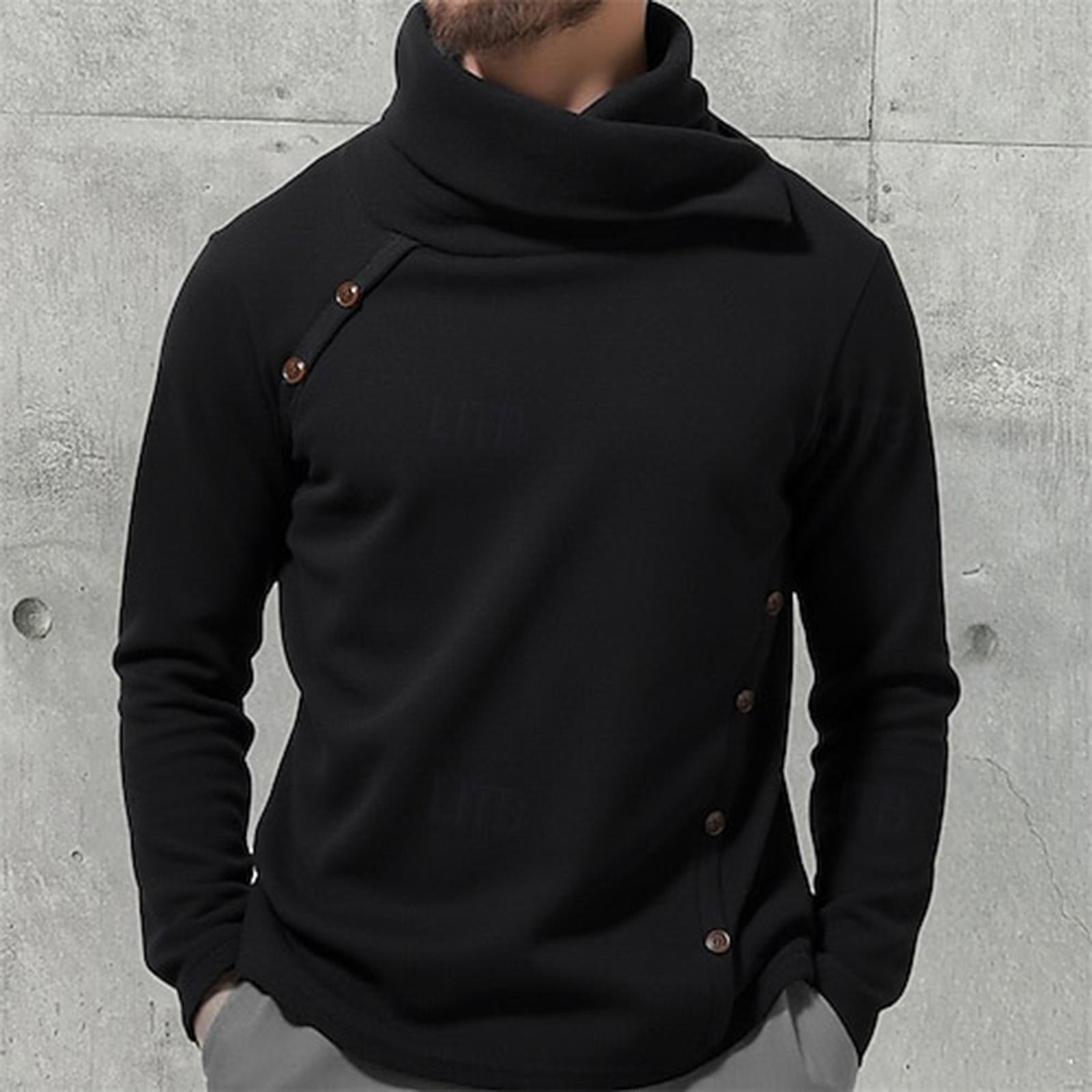 

Men s British Pile Collar Long Sleeve Sweater Knitted Cardigan Trendy Button Bottoming Top L чёрный