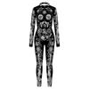 Halloween Costume Clock Gear Digital Printing Steampunk Tights Onesie Woman