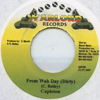 7inch Record CAPLETON - From Wah Day Warlord Records 2003 Jamaica Reggae, Ska & Dub