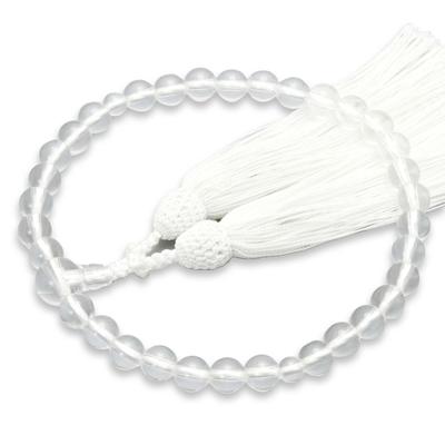 Women's Buddhist Prayer Beads, Kyoto Style, Crystal with Silk Matsukaze Tassel, Suitable for All Sects, Ideal for Informal Funerals, Buddhist Altars,