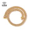 12mm Silver Cuban Chain Iced Out Rhinestone Zinc Alloy 18k Gold Plating Miami Cuban Link Chain Necklace for Women Men