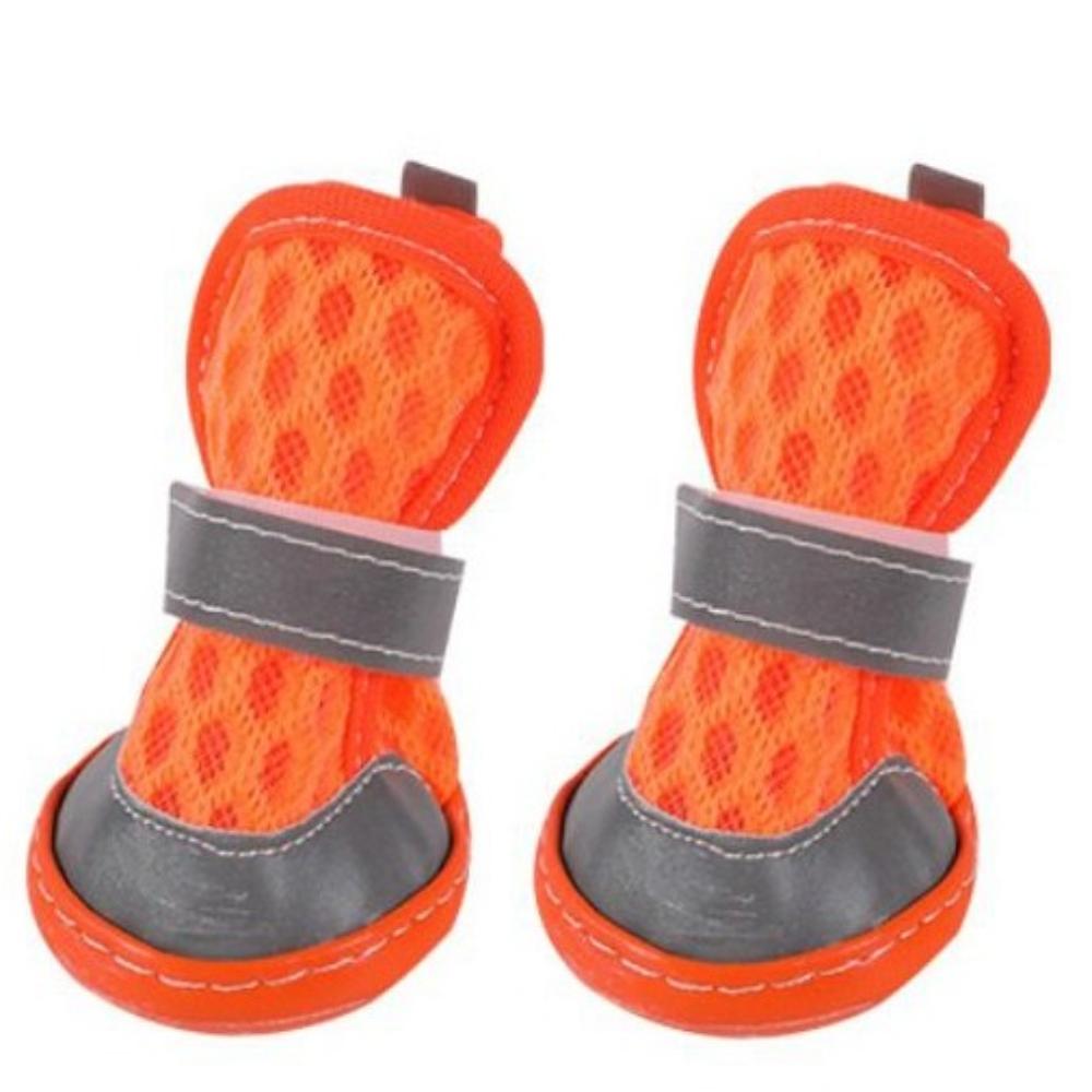 

Пара износостойких сетчатых ботинок для собак, дышащие светоотражающие ботинки для собак, нескользящие ботинки для домашних животных, для летнего использования 4.0*3.2CM оранжевый