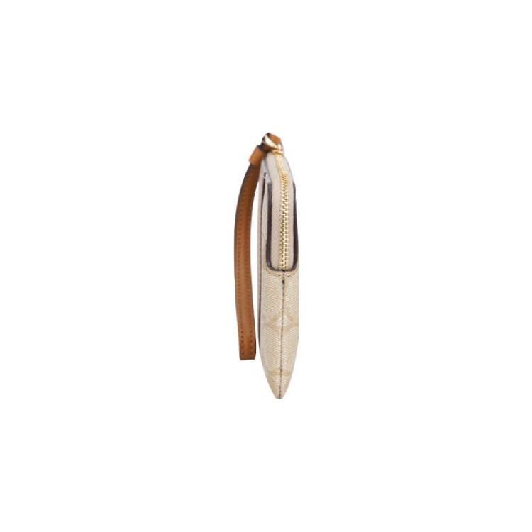 Coach Corner Zip 16 Classic Coated Canvas Leather Mahjong Clutch Women Clutch Brown Khaki 58035-IMNLJ