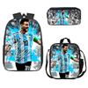 Player Messi Schoolbag Three-Piece Nylon Printed Backpack D-Made Backpack Mengqu Waterproof