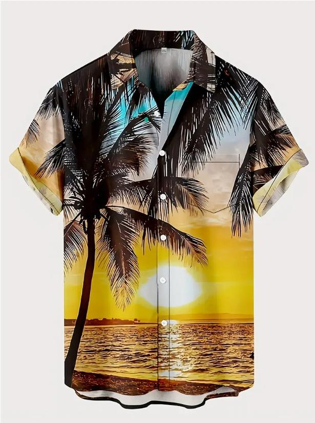 

Hawaii Vacation Men S Shirt 3D Printed European And American Fashion Casual Short Sleeve Lapel Cardigan S