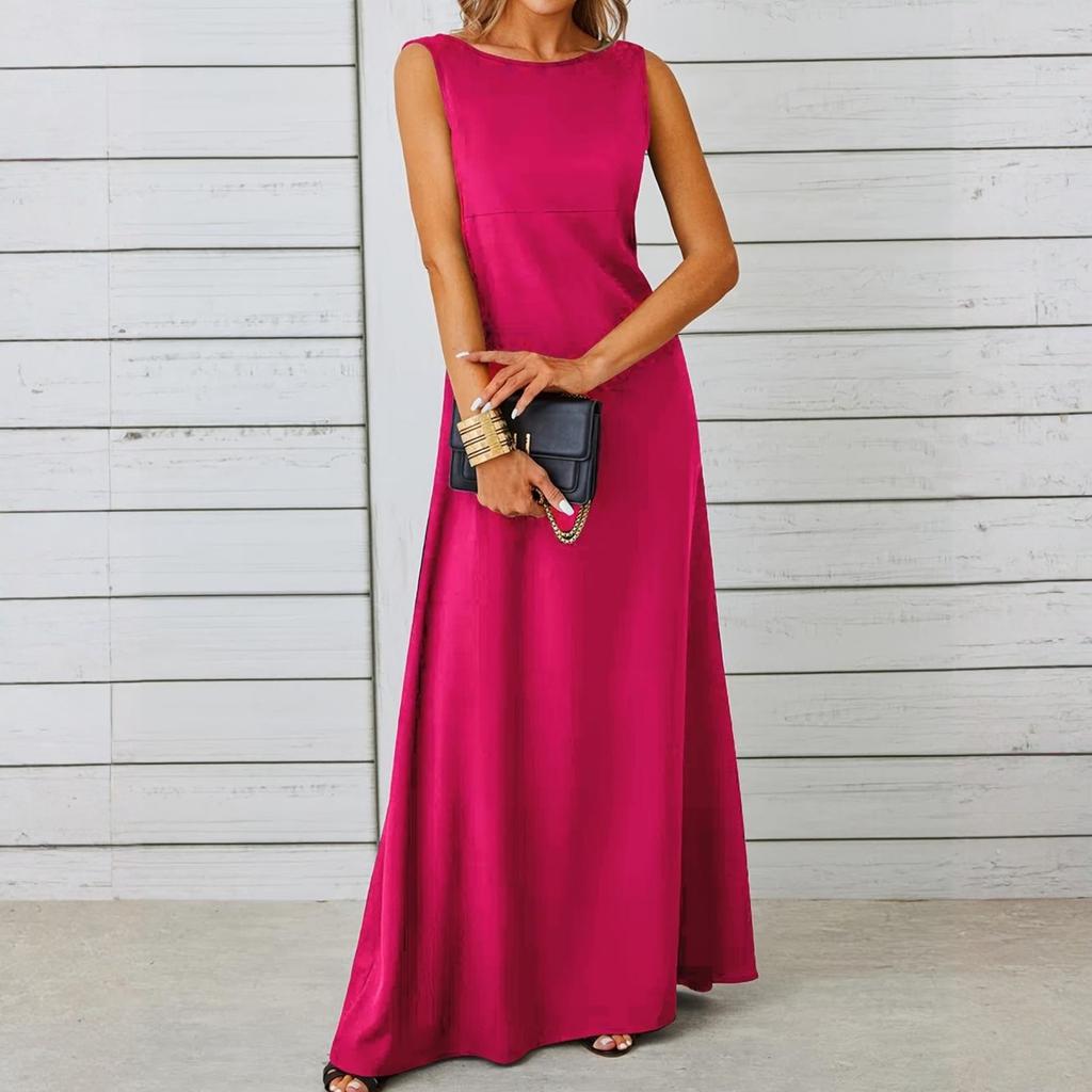 Ladies' Casual Loose Sleeveless Round Neck Vest Dress