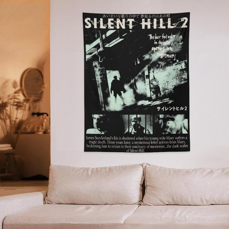 1pz Silent Hill 2 Arazzo da Parete Poliestere Arte da Parete 2D per Camera da Letto Soggiorno Decorazione Gioco Horror Estetica Decorazione Stanza G