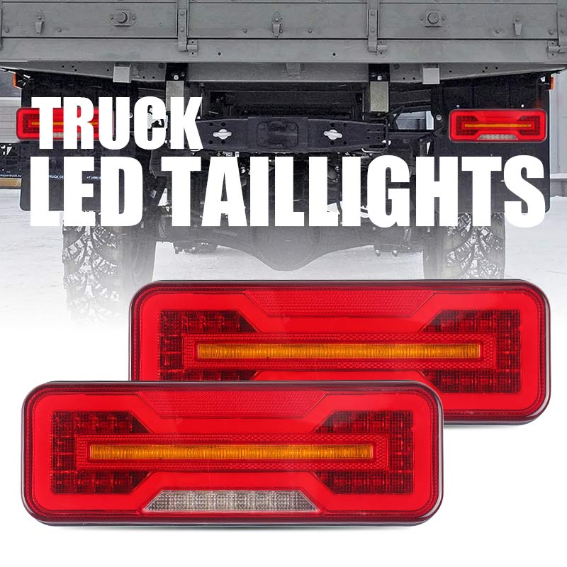 LED Combination Tail Lights DRL Dynamic Turn Signal Light Reflector Brake Reverse Light For Trailer Truck Tractor Camper 12V 24V