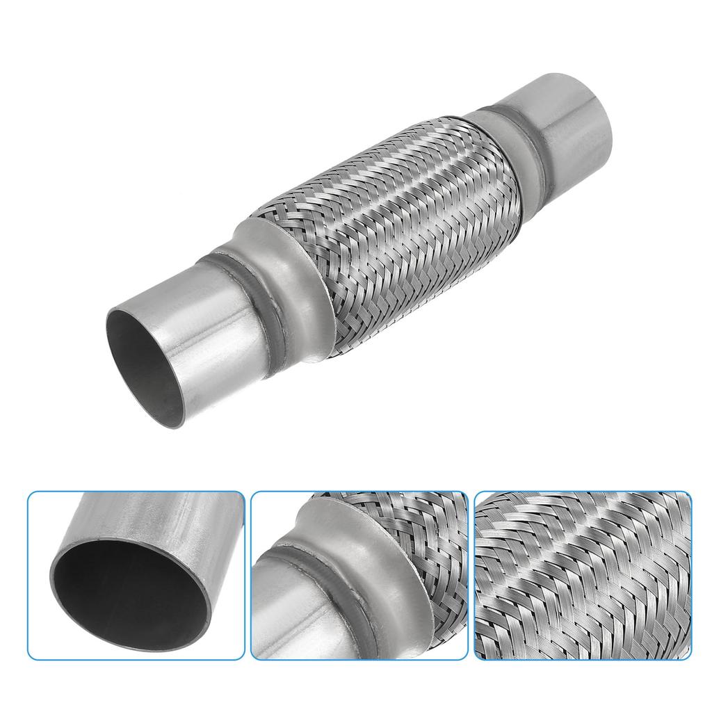 X AUTOHAUX Flexible Bellows Muffler Flexible Pipe Exhaust Flexible Pipe Tube Stainless Steel Pipe Car Exhaust Manifold Tube Universal Flexible with