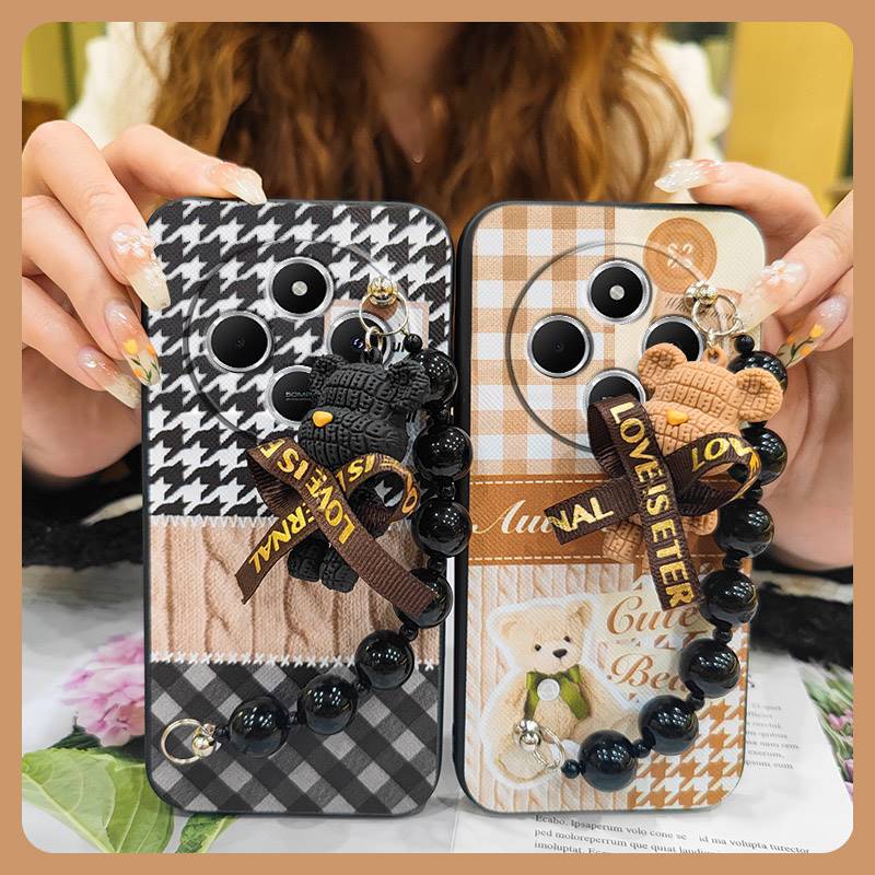 Cartoon Simplicity Phone Case For Redmi A4 5G Back Cover Skin-friendly feel Anti-knock Bear bracelet Dirt-resistant cute