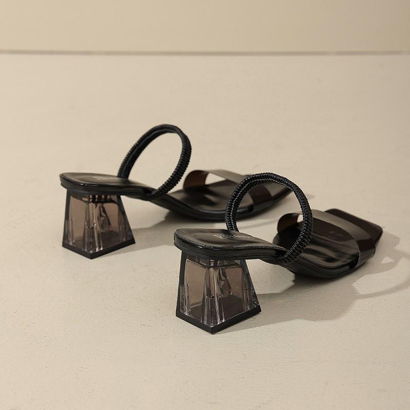 Fashion New Fashion Shiny Gold Silver Women's Sandals Summer Crystal High Heels Party Shoes Woman Comfortable Thick Heels Slides Sandals