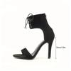 Fashion Sexy Open Toe Lace Hollow Cross Sandals for Womens Roman Shoes Side Zipper Thin High Heels Cool  New Designer  pumps