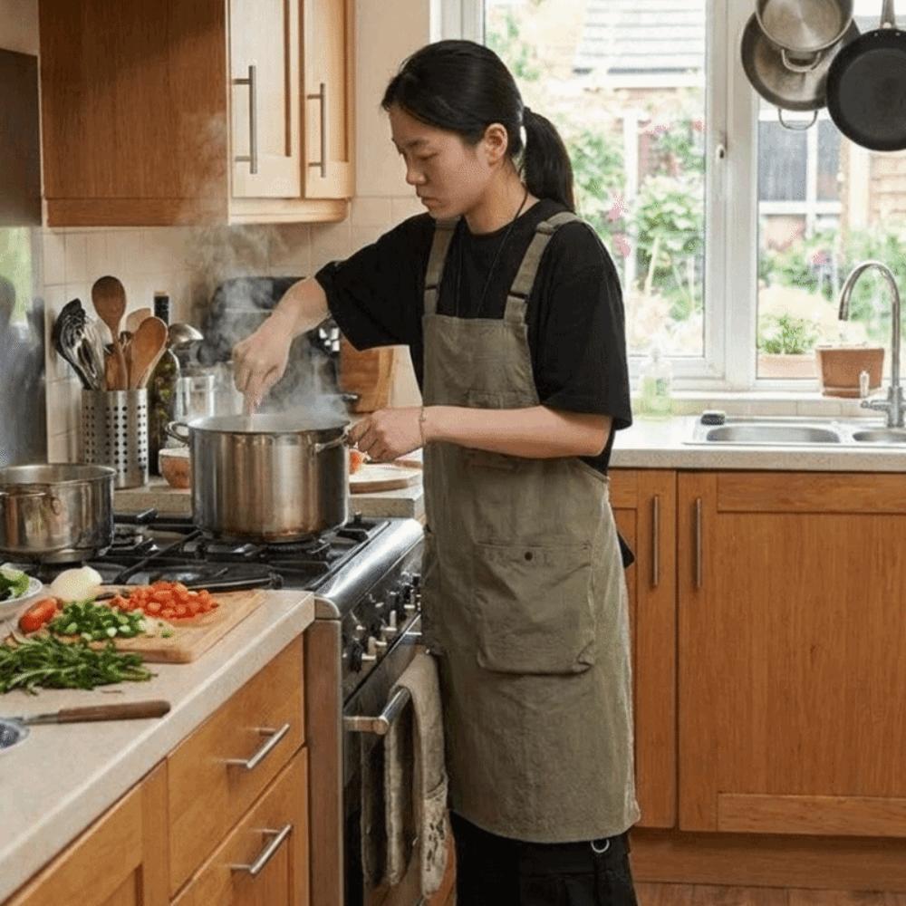 Oil-Proof Cooking Apron Adjustable Work Apron Simple Dirt-Resistant Workwear  Bar