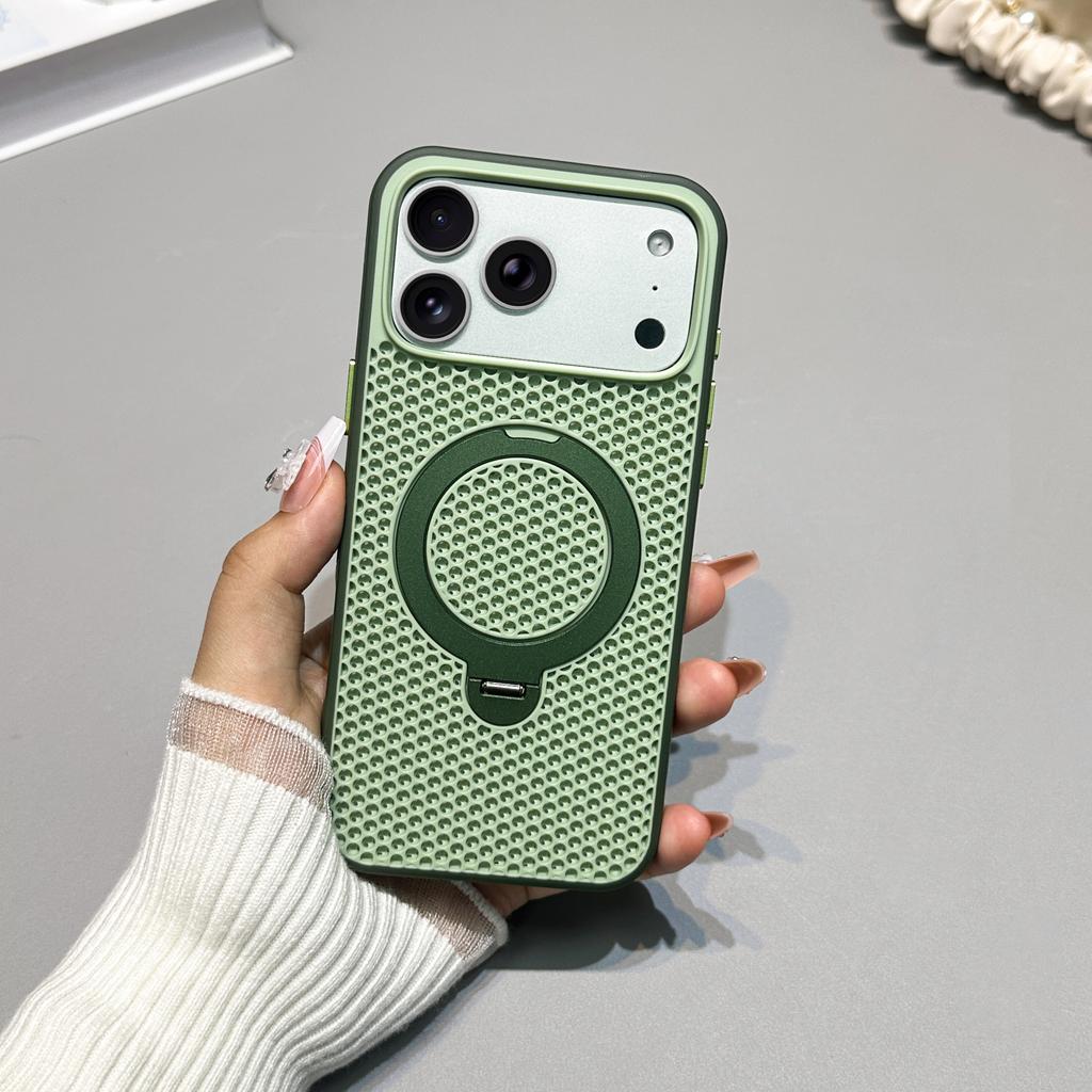 360 Rotating Kickstand Magnetic Phone Case for iPhone 17 Pro Max 16 Plus 15 14 13 12 11 Eat Dissipation Comfortable Grip Cover