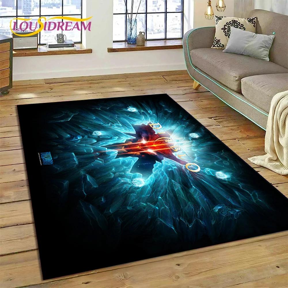 Alfombra de Juego Retro 3D de Diablo para Dormitorio, Sala de Estar, Decoración del Hogar, Sofá, Niños Jugando, Decoración Grande, Felpudo de Regalo
