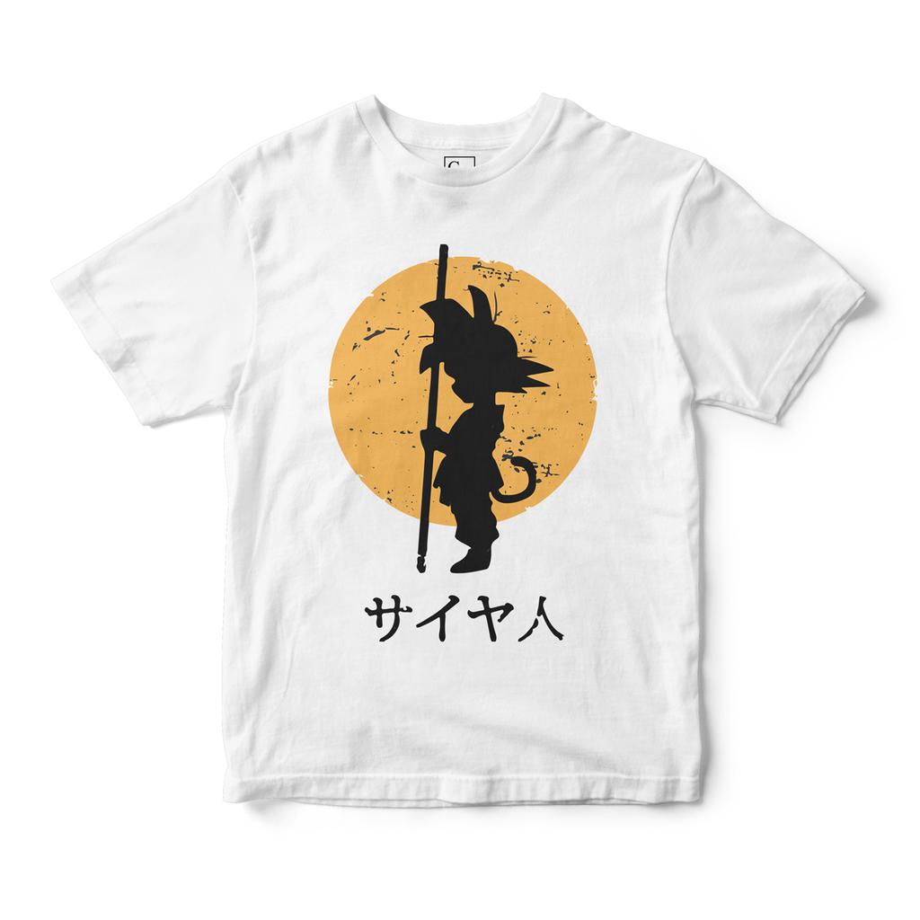 Unisexs T Shirt Sports T Shirt Short Sleeve T Shirt Dragon Ball Young Goku Silhouette Tail Staff Orange Yellow Background Print