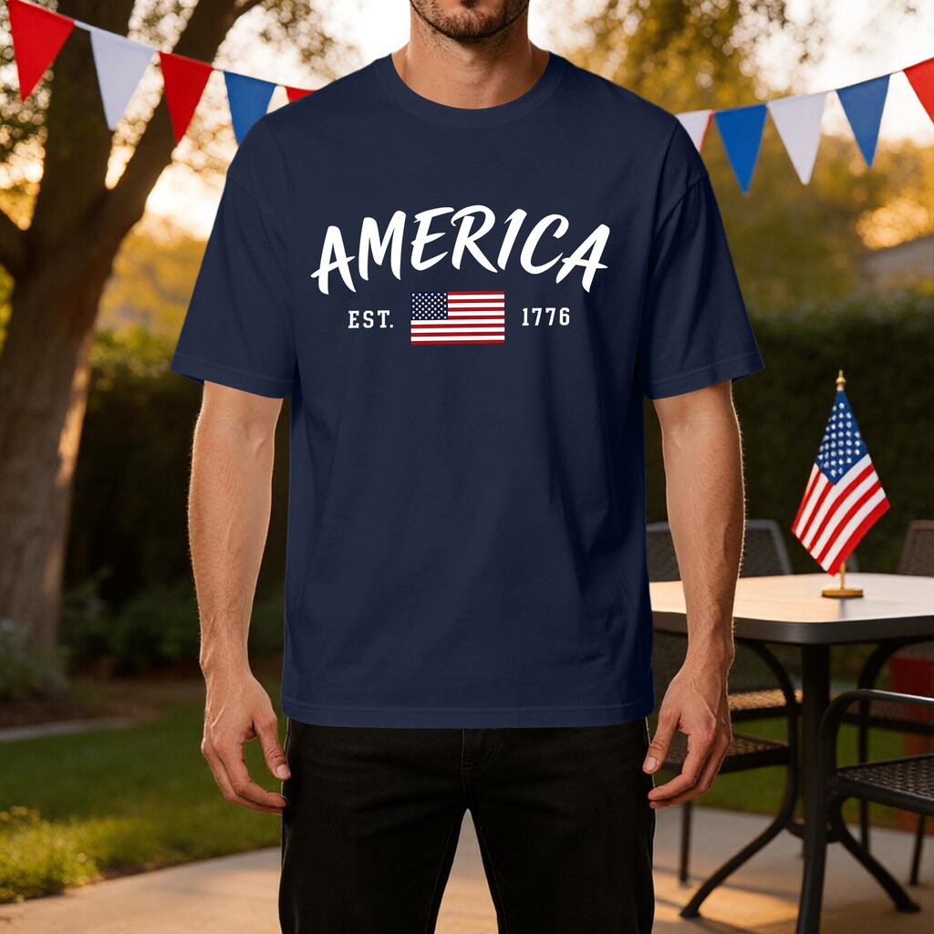 Men's Casual Independence Day Graphic T-Shirt Short Sleeve Crew Neck Lightweight Breathable Fabric Comfortable Fit