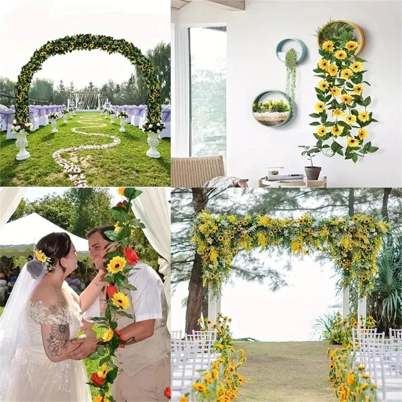 2 5 10M Battery Powered Sunflower String Light Outdoor Waterproof Artificial Flower Vine Atmosphere Lamp for Home Garden Decor