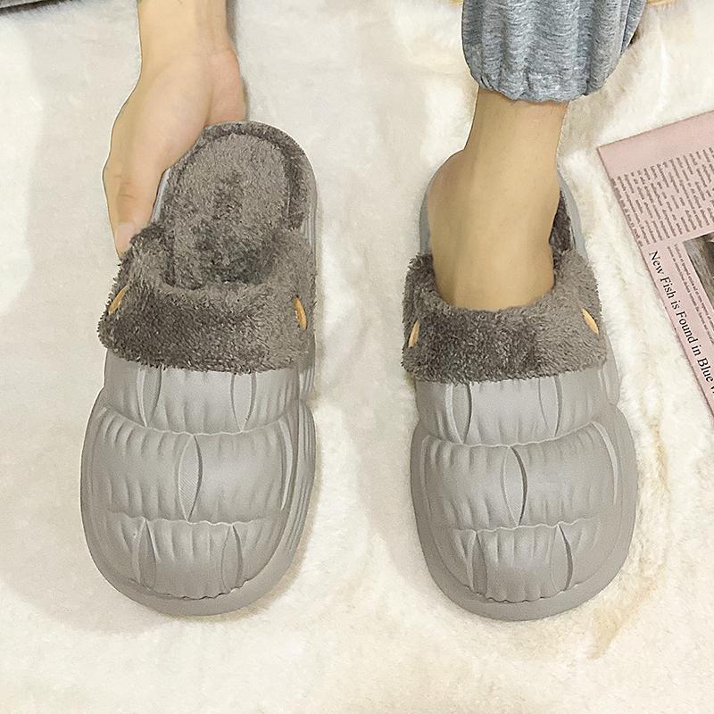Vinter Par Lättvikt Plus Size Tjock Sula med Plyschisolering Bomull Tofflor Bekväma Mode Bomull Tofflor 36-45
