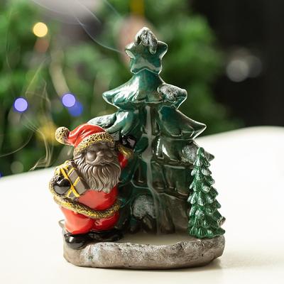 Weihnachtsbaum, Weihnachtsmann, Räuchergefäß mit Rückfluss, Weihnachts-Aroma-Diffusor für den Innenbereich, Keramikschmuck