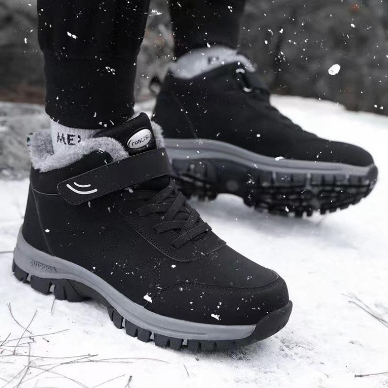 Walking shoes winter men's fleece thickened snow boots cotton shoes non-slip soft-soled hiking shoes