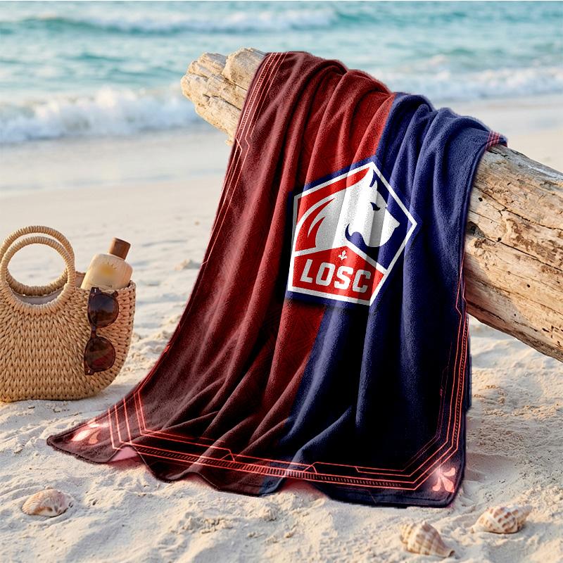 LOSC Lille FC Print Microfiber Beach Towel Quick Dry Absorbent Large Towel For Beach Swimming Travel