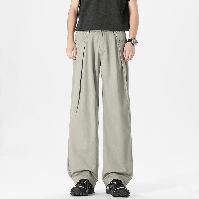 Lyocell Tencel pants men's straight loose large size trend versatile summer thin breathable casual trousers