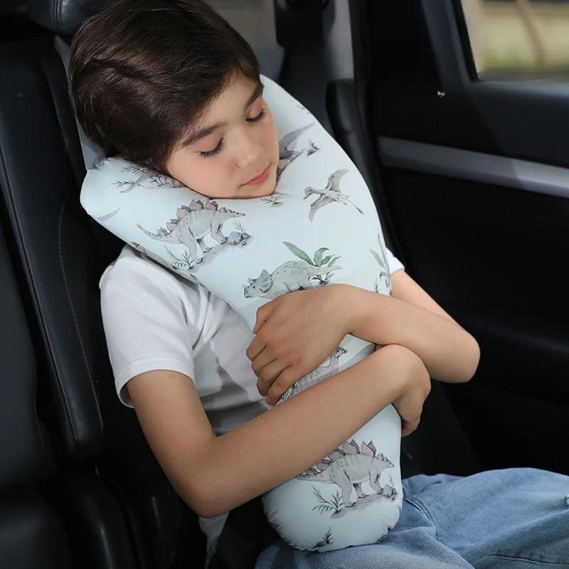 1 Pack Y-Shape Kids Car Seat Neck Pillow - Adjustable Shoulder Pad Cute Polyester Cushion for Long Car Train Airplane Trips