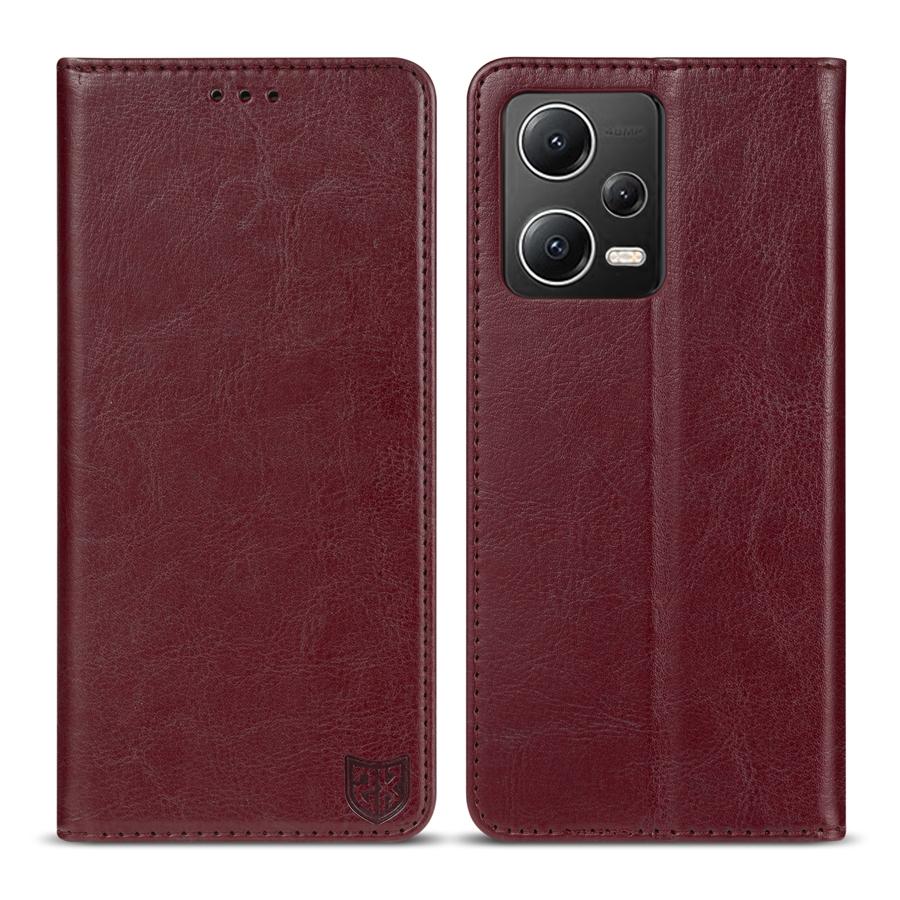 Per Xiaoi Redi Note 12 4G Telefono Custodia Portafoglio Caso PU Pelle Girasole Ipresso Stand Copertura con Tracolla - Rosso