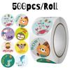 500pcs/roll Animal Cartoon Stickers Cute Round Patterns Sealing Paster for School Reward Teacher Supplies Photocard Decor Lables