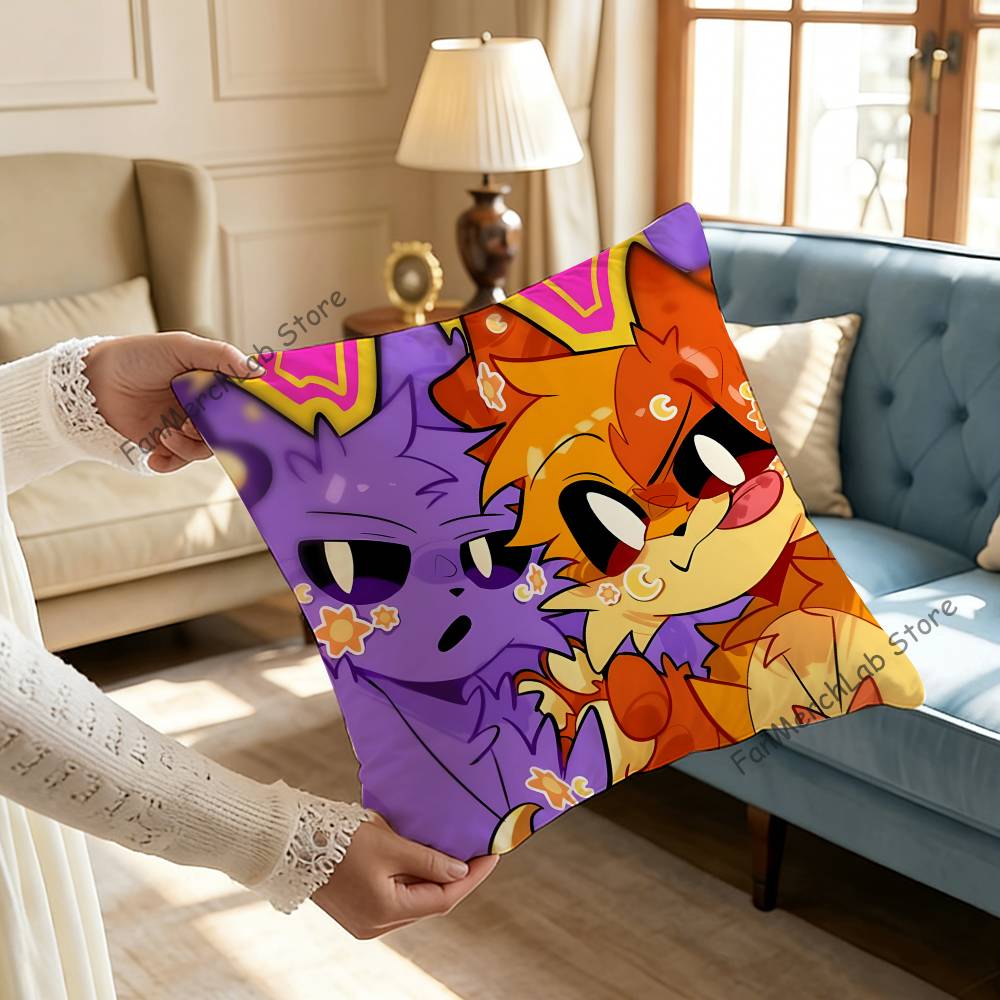 

Dog Day PPoppy Cat Nap Anime Pillow Case Antidustmite Pillowcase Invisible zipper silky short plush Sofa cushion cover 30x30cm