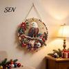 Christmas Snowman Gift Ideas Xmas Hanging Ornament, Round Acrylic Santa Reindeer Seasonal Winter Room Decor Door Sign for Festive Window Wall Parties