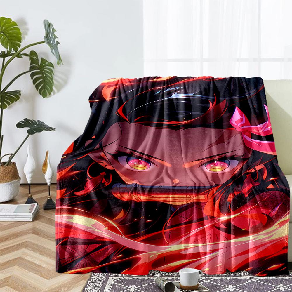 Demon Slayer Theme Printed Blanket - Perfect for Couch, Bed, Travel & Outdoor Use | Machine Washable, Cozy & Durable.