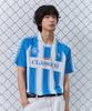 Ceremony Collared Short Sleeve T-Shirt Blue