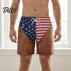 Mens Elastic Waist Swimsuit Funny Patriotic Men Shorts, American Stars And Stripes Swim Trunks, Quick Dry Board Shorts Drawstring for Summer