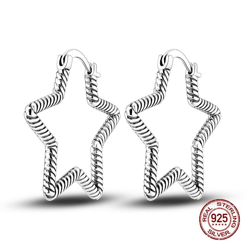 100% 925 Sterling Silver Simple Star And Moon Series Women'S Earrings Suitable For Daily Wear Anniversary Gift