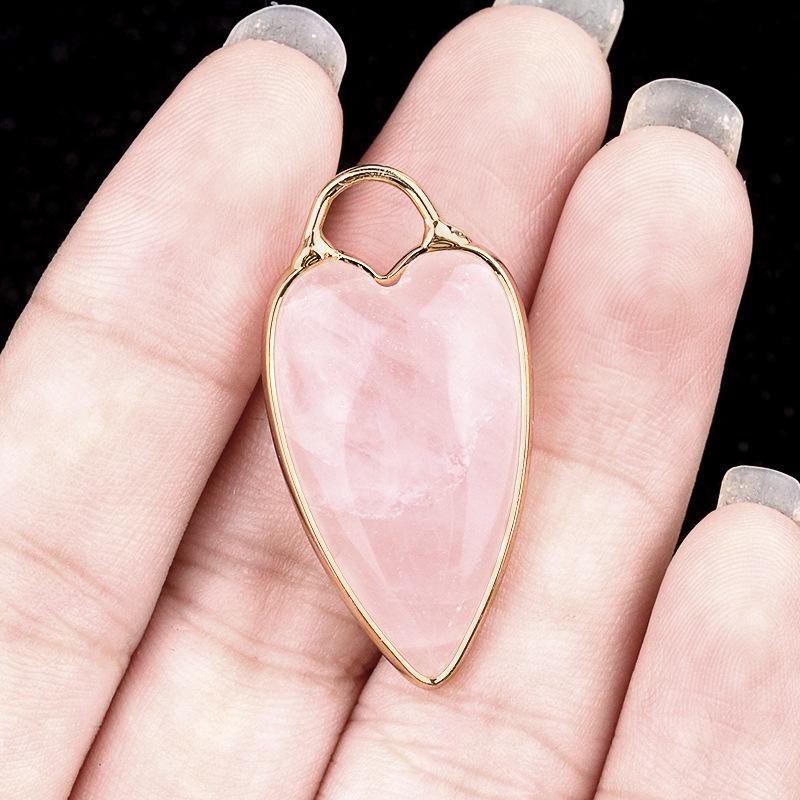 1pc Heart-shaped Quartz Stone Pendant Natural Amethysts Aventurine Labradorite Love Charms for Women Necklace Earrings DIY