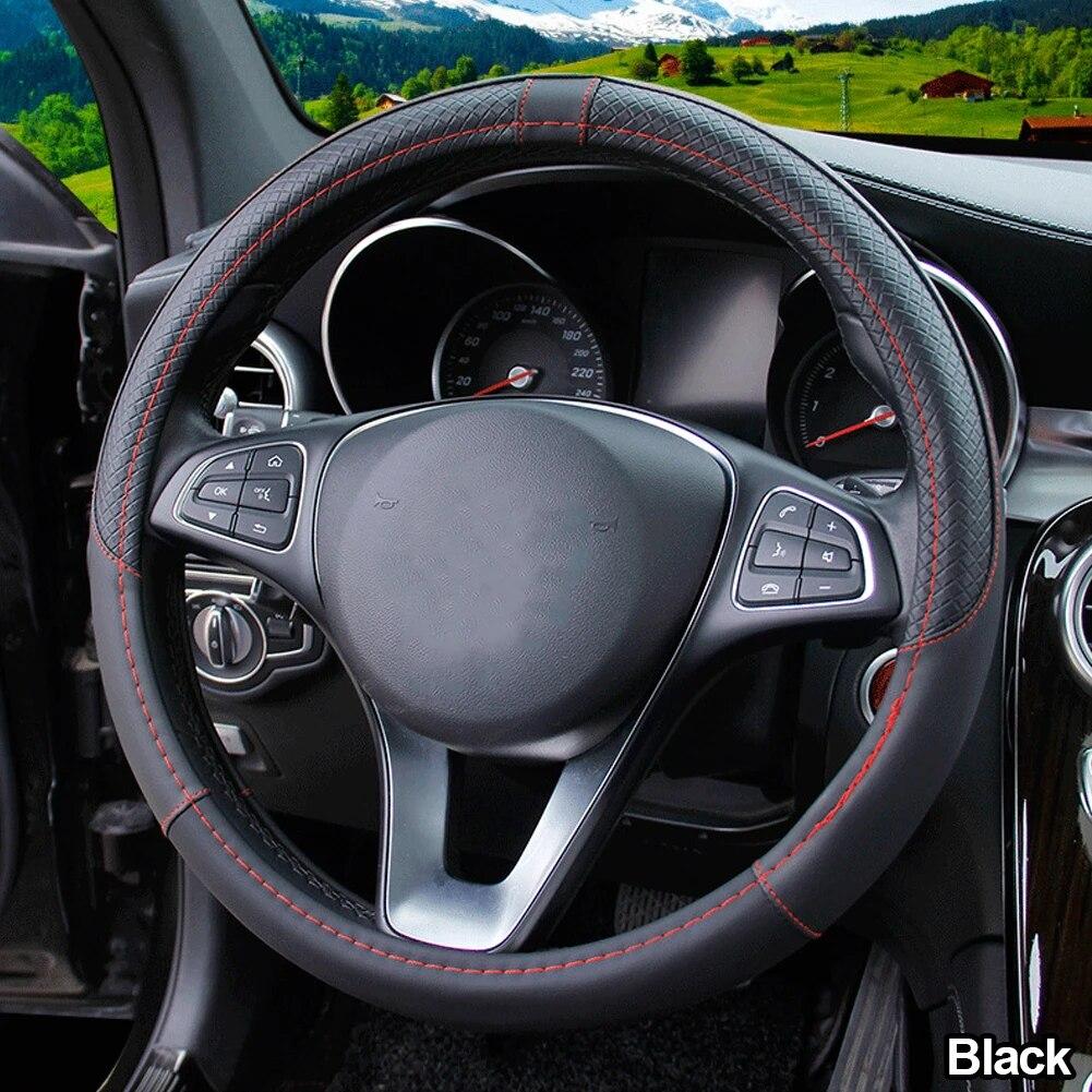 

38CM Universal Car Steering Wheel Cover Leather Car steering sleeve Car Accessories Auto Steering-Weel covers Auto Upholstery чёрный