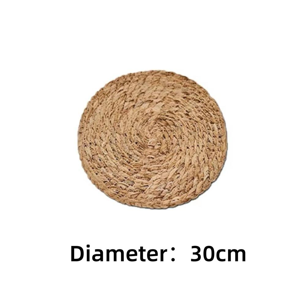 Round Handwoven Rattan Placemats Round Heat Insulation Mats Natural Woven Table Mats Slip Heat Resistant Table Mat for Dining
