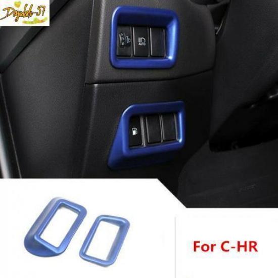 For Toyota C-HR CHR 2016- Blue Front Headlight Switch Button Cover Trim