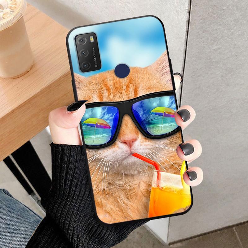 For TCL 20Y 20E Case Black Silicone Bumper Wolf Lions Soft TPU Covers for TCL 20E 6125F Funda Coque TCL20Y 20 Y 6156D Shells