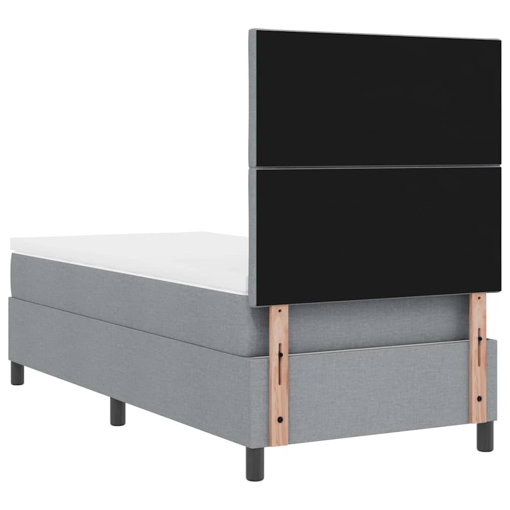 Box Spring Bed with Headboard Light Gray 90 x 190 cm Fabric