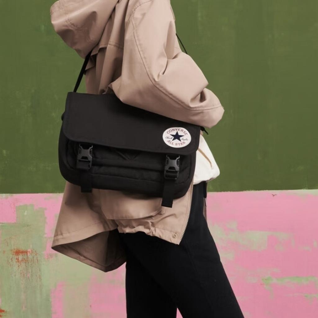 New Converse Polyester Messenger Bag Shoulder Bag Crossbody Bag Regular Unisex Black 10026011-A01