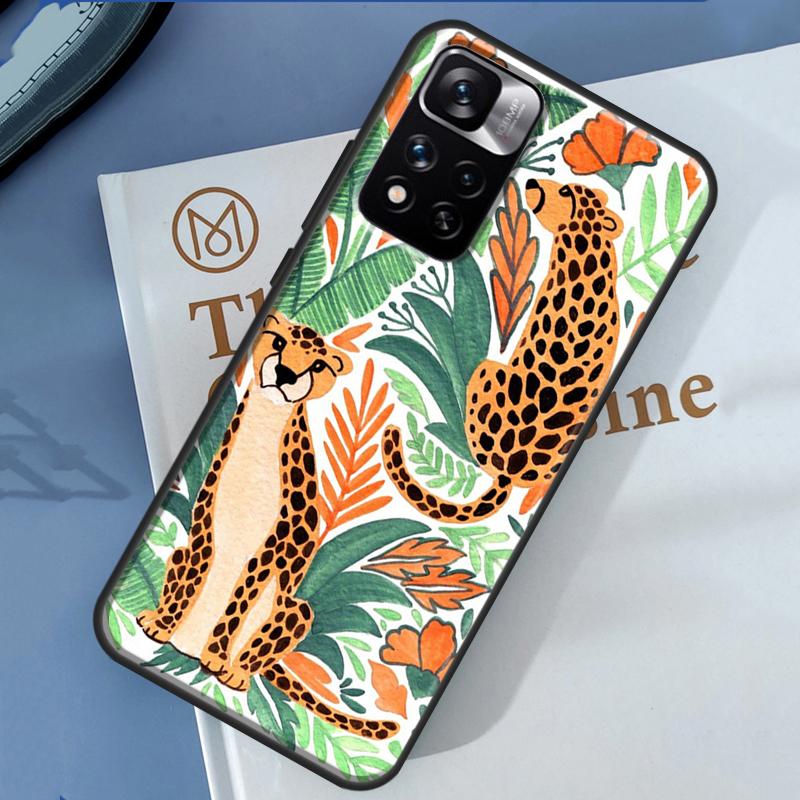 Tigers Leopards Tropical Leaves Case For Xiaomi Redmi Note 13 12 11 9 10 14 Pro 9S 10S 11S 12S Redmi 14C 10C 12C 13C Cover