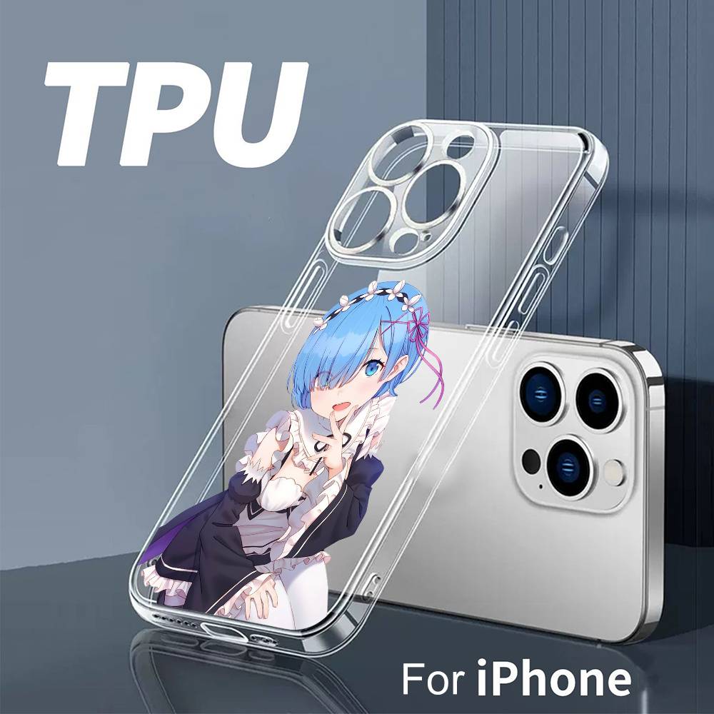 

R-REM-M Из Re-Zero Чехол для телефона для iPhone 17 16 15 14 13 12 11 Mini Pro Max Plus Прозрачная крышка iPhone11PROMAX