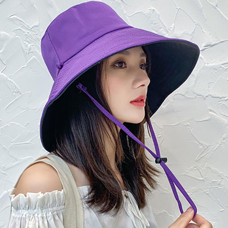 Fashion Large Brim Double-sided Bucket Hat Women's Autumn Sun Protection Hat Solid Color Versatile Sun Hat, Women
