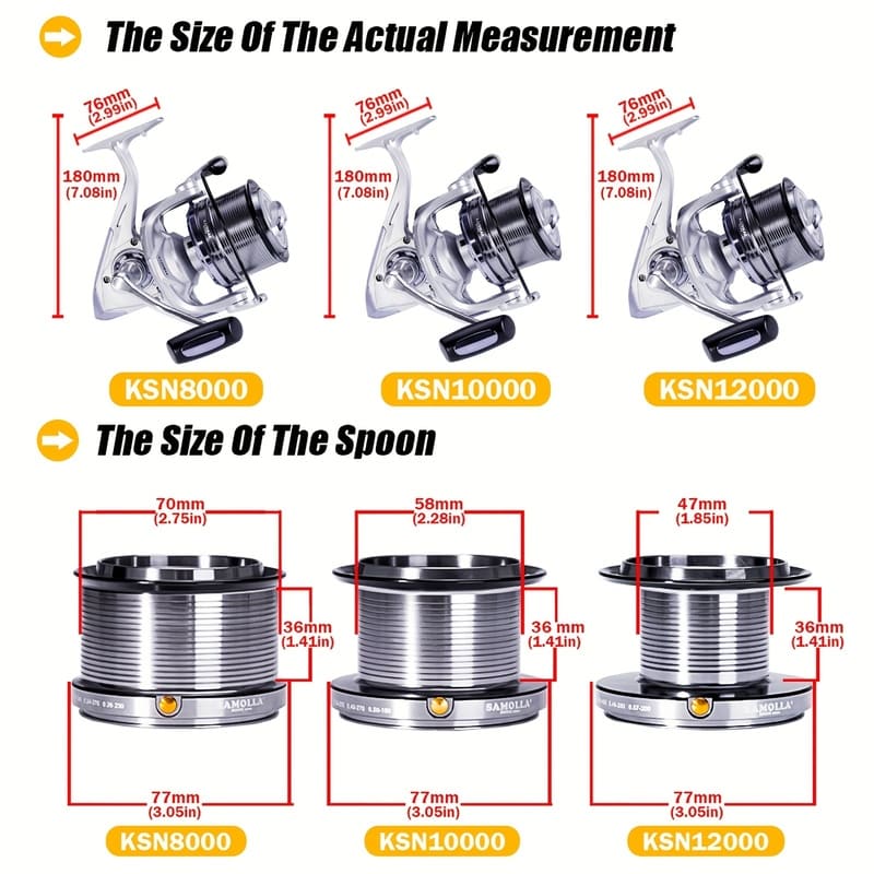 Vollmetall-Weitwurf-Spinnrolle Strand-Meeresangeln Angelschnurrolle Salzwasserbeständig Verschleißfest Korrosionsbeständig Modell 8000-12000
